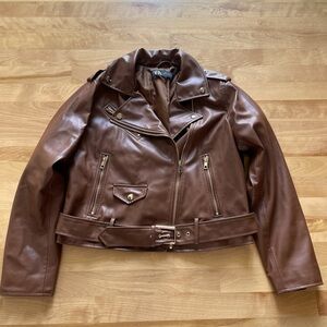 Zara brown faux leather Moto jacket